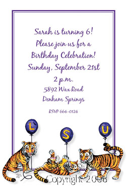 LSU Tiger Childrens Invitation Kids Boys Girls